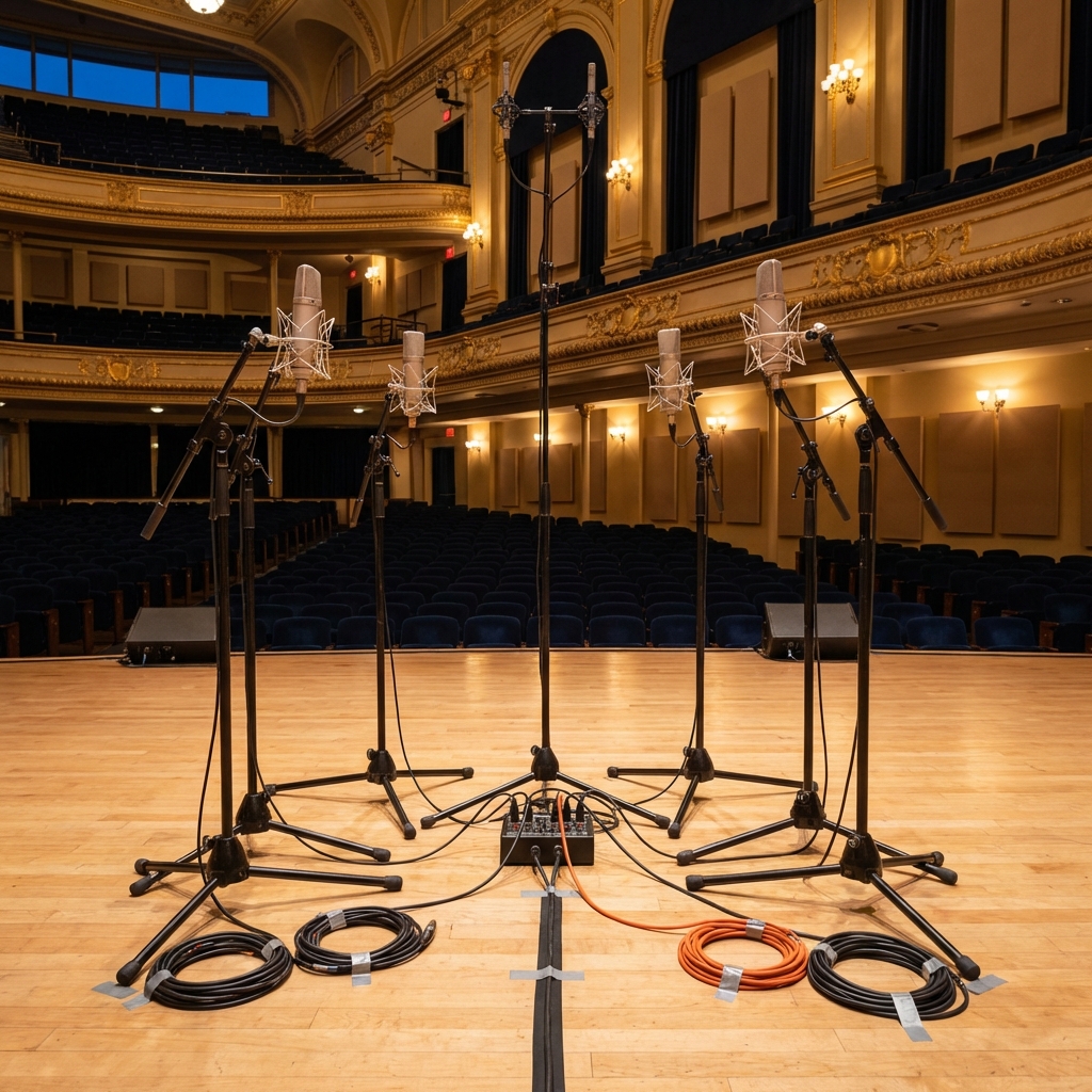 Mobiles Tonstudio-Setup für Orchesteraufnahmen vor Ort