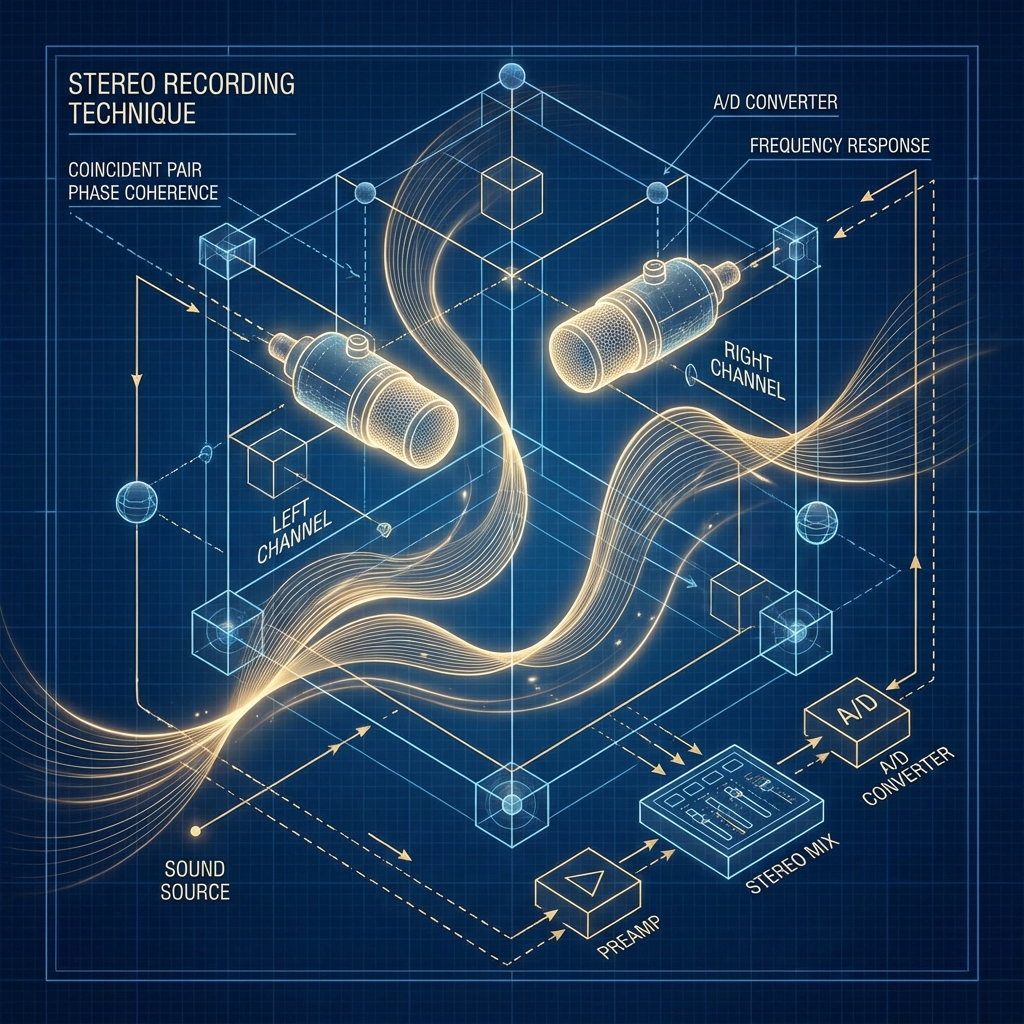 Technische Darstellung der Stereomikrofonie bei Orchesteraufnahmen